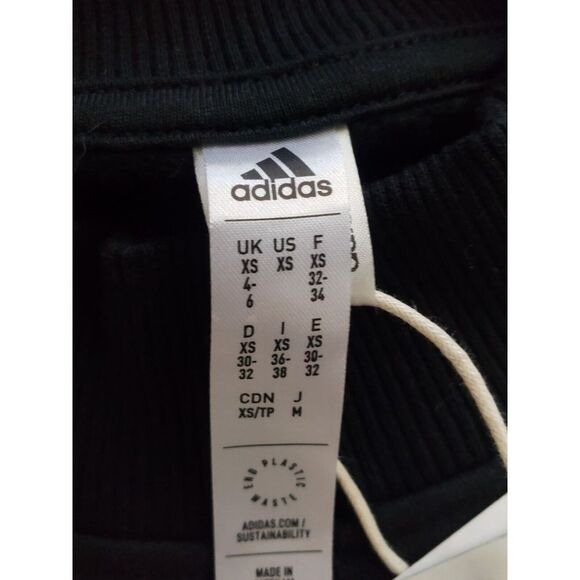 NWT Adidas Womens XS Pullover Sweatshirt Black White Stripes Logo Soft Comfy - Picture 9 of 10